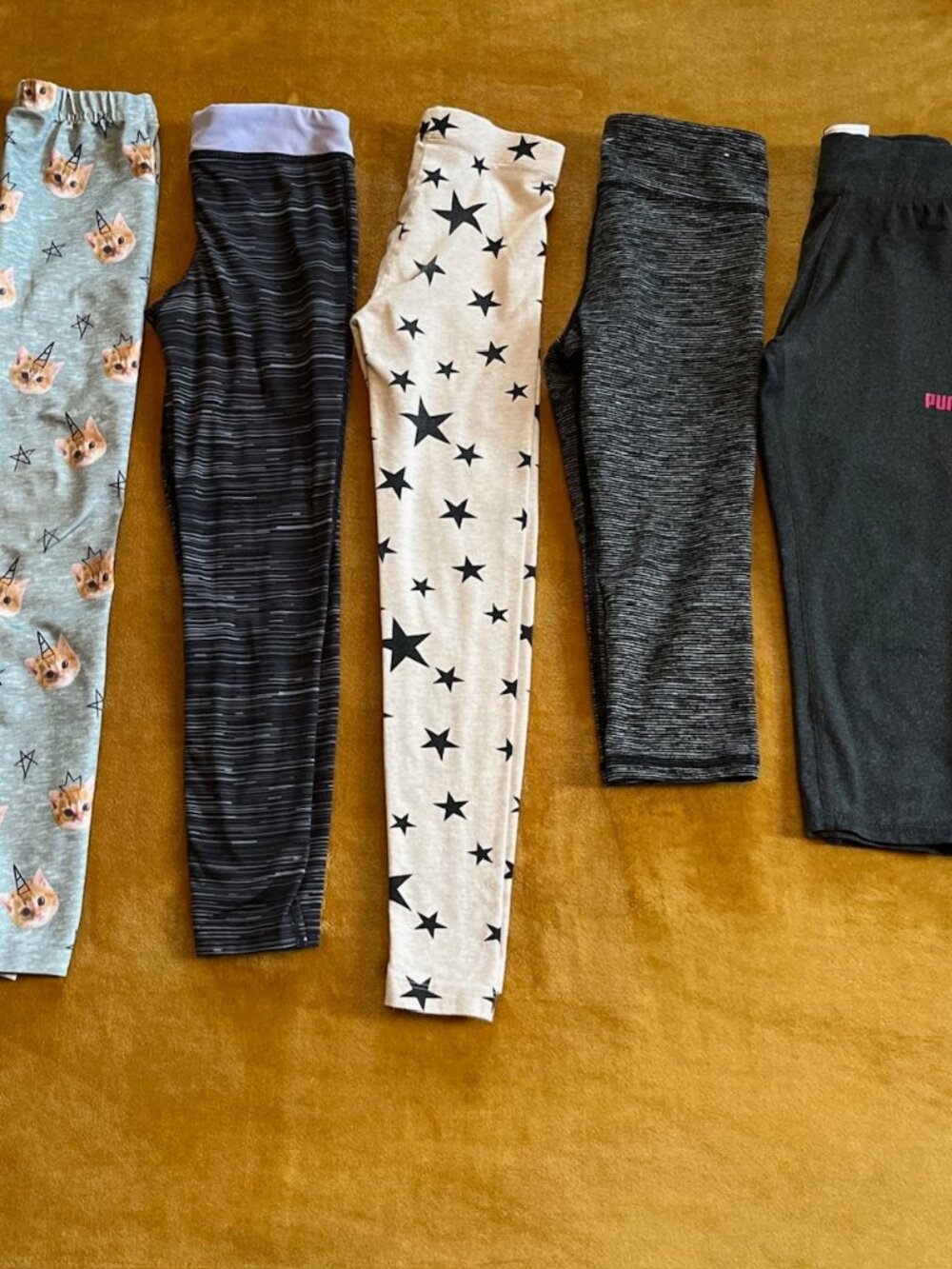 Mixed Lot 5 Leggings Girls 6 6X Small Ankle Capri Back to School Athletic Sporty